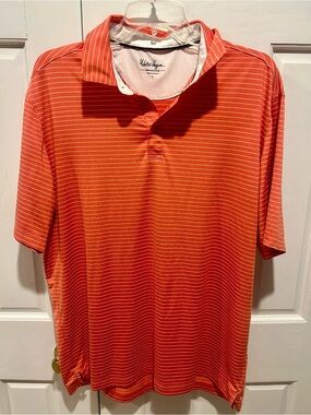 Walter Hagen Orange & White Striped Polo